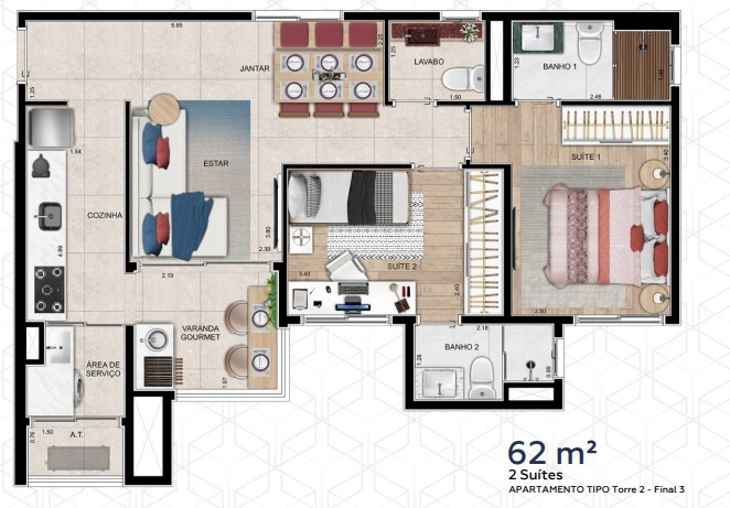 Apartamento à venda com 63m², 2 quartos com vaga - 39