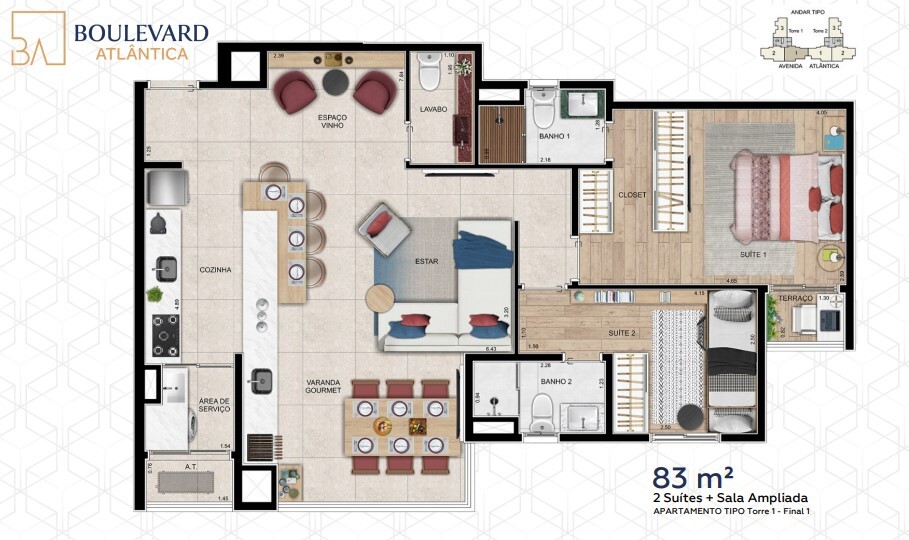 Apartamento à venda com 83m², 3 quartos com vaga - 40