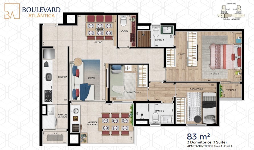 Apartamento à venda com 83m², 3 quartos com vaga - 39