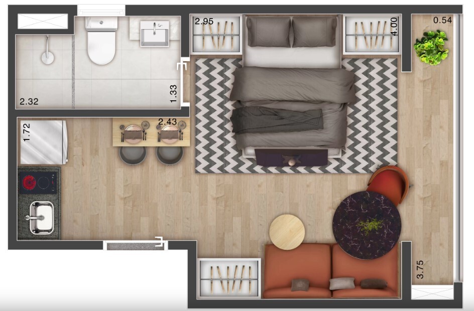 Studio à venda com 24m², 0 quartos sem vaga - 19