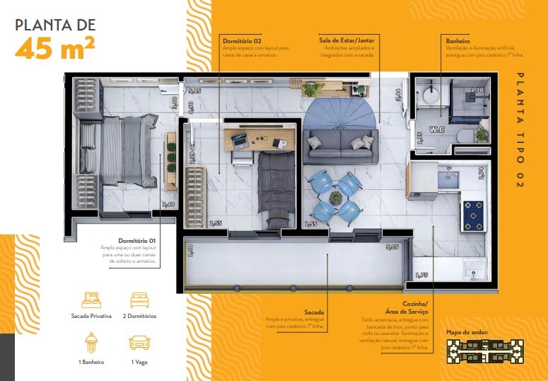 Apartamento à venda com 45m², 2 quartos com vaga - 11