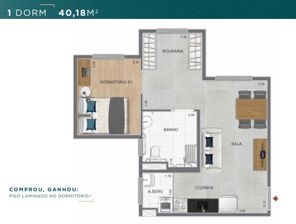 Apartamento à venda com 40m², 2 quartos sem vaga - 22