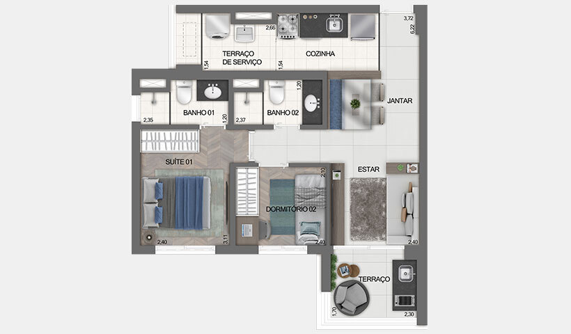 Apartamento à venda com 54m², 2 quartos com vaga - 18