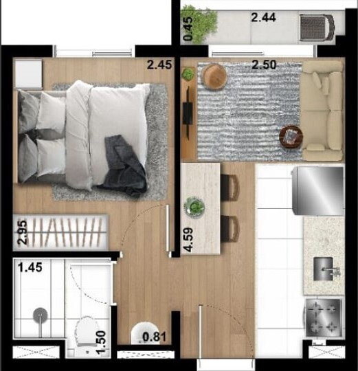 Apartamento à venda com 28m², 1 quarto sem vaga - 16