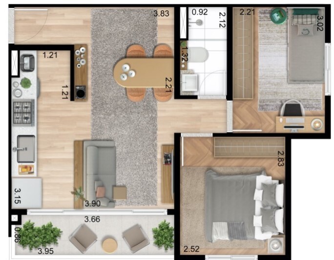 Apartamento à venda com 43m², 2 quartos sem vaga - 14