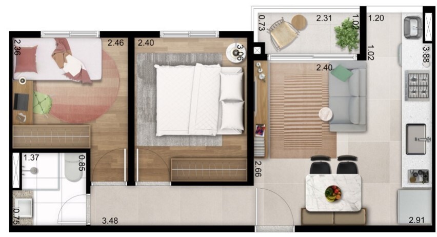 Apartamento à venda com 42m², 2 quartos sem vaga - 14