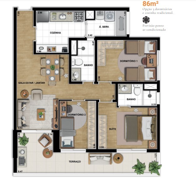 Apartamento à venda com 86m², 3 quartos com vaga - 16