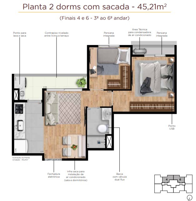Apartamento à venda com 45m², 2 quartos com vaga - 17