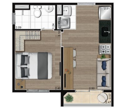 Apartamento à venda com 26m², 1 quarto sem vaga - 12