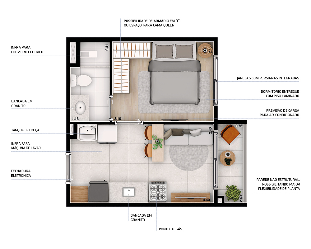 Apartamento à venda com 26m², 1 quarto sem vaga - 19