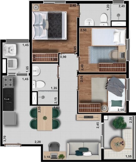 Apartamento à venda com 55m², 3 quartos com vaga - 16