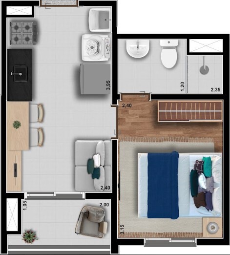 Apartamento à venda com 27m², 1 quarto sem vaga - 16