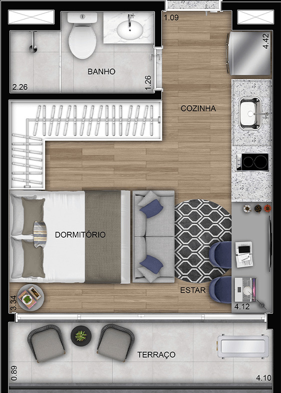 Studio à venda com 26m², 0 quartos sem vaga - 16