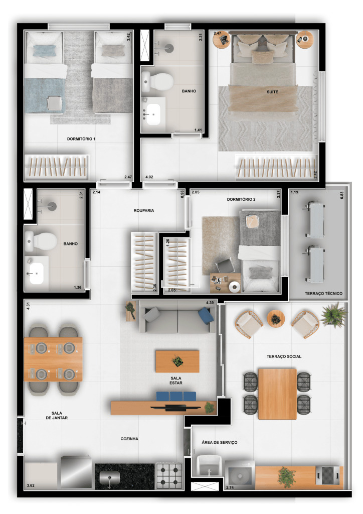 Apartamento à venda com 77m², 3 quartos com vaga - 17