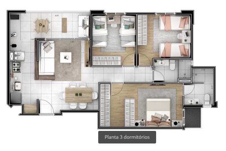 Apartamento à venda com 75m², 3 quartos com vaga - 17