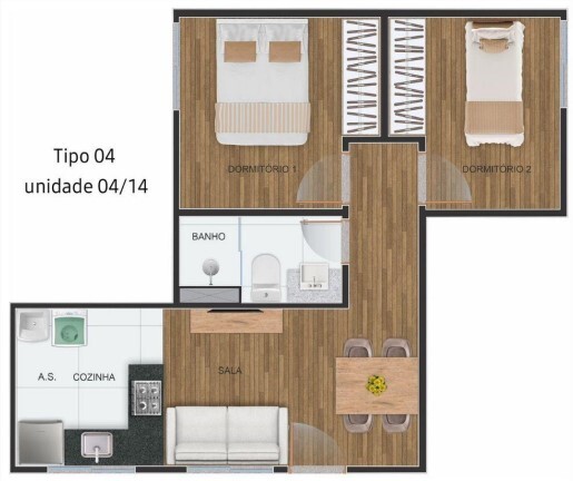 Apartamento à venda com 37m², 2 quartos sem vaga - 2