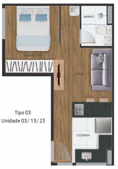 Apartamento à venda com 37m², 2 quartos sem vaga - 3