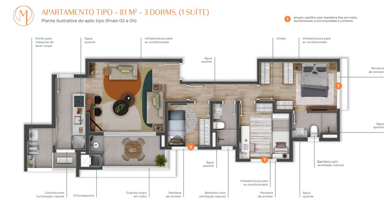 Apartamento à venda com 81m², 3 quartos com vaga - 20