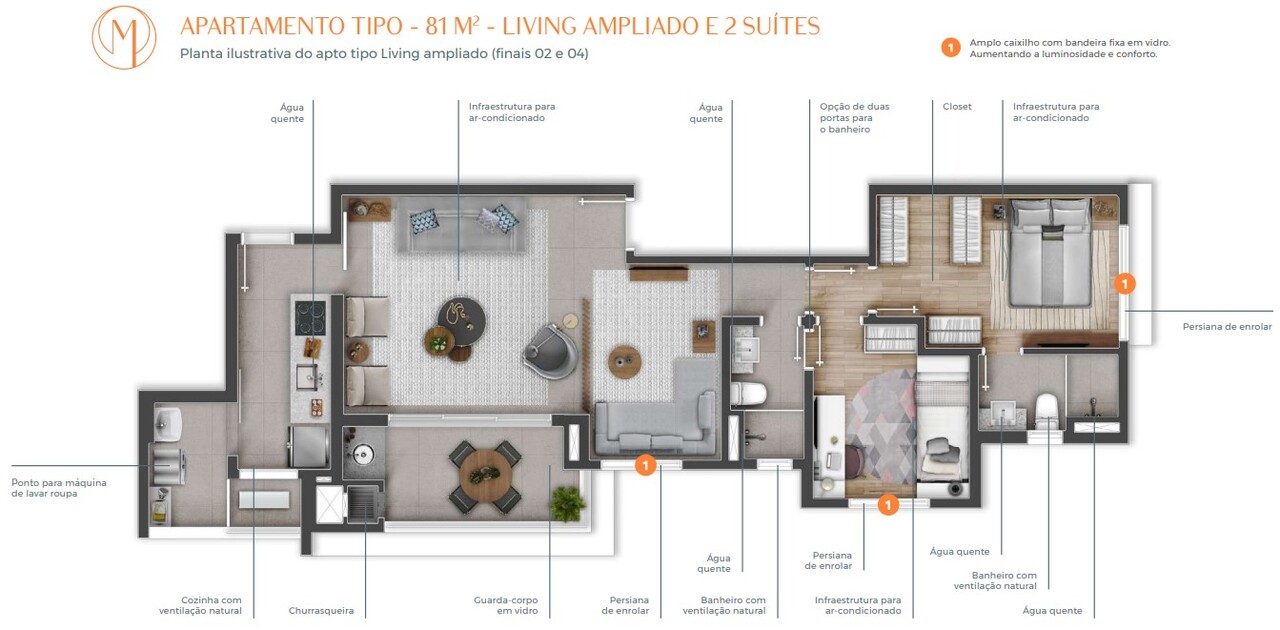 Apartamento à venda com 81m², 3 quartos com vaga - 21
