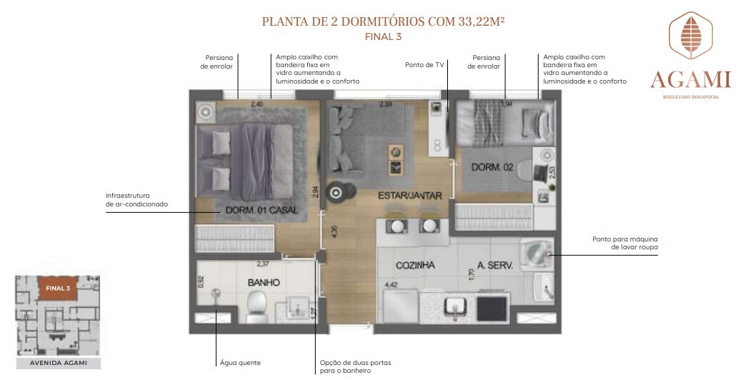 Apartamento à venda com 33m², 2 quartos sem vaga - 17
