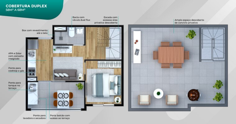 Apartamento à venda com 58m², 1 quarto sem vaga - 18