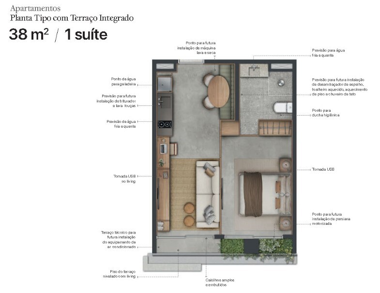 Apartamento à venda com 38m², 1 quarto sem vaga - 29