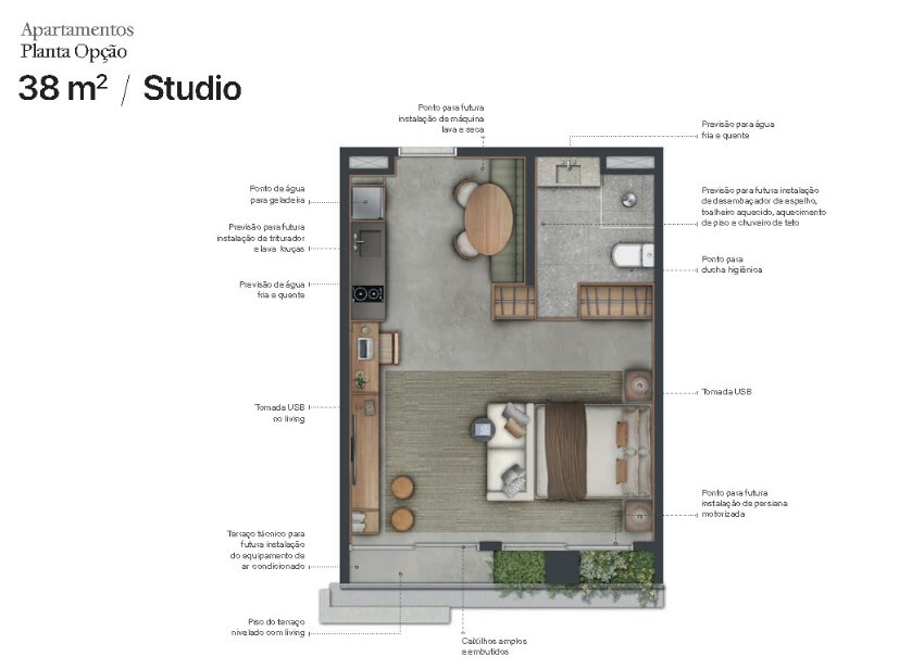 Apartamento à venda com 38m², 1 quarto sem vaga - 30