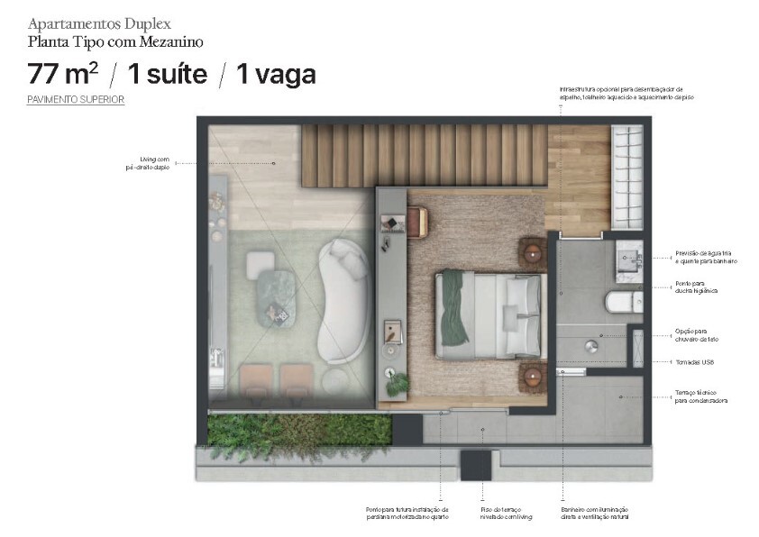 Apartamento à venda com 77m², 1 quarto com vaga - 30
