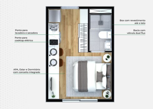 Studio à venda com 17m², 0 quartos sem vaga - 17