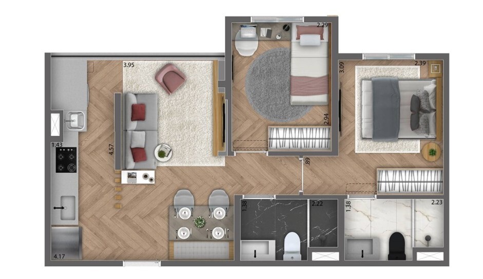 Apartamento à venda com 46m², 2 quartos com vaga - 21