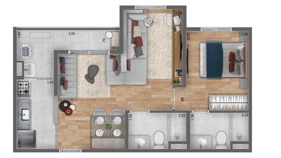 Apartamento à venda com 46m², 2 quartos com vaga - 22