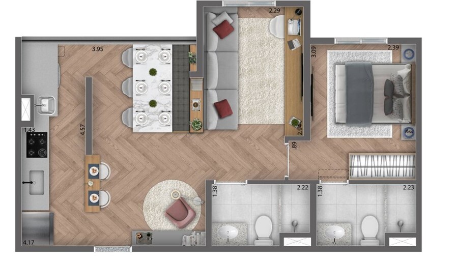 Apartamento à venda com 46m², 2 quartos com vaga - 23