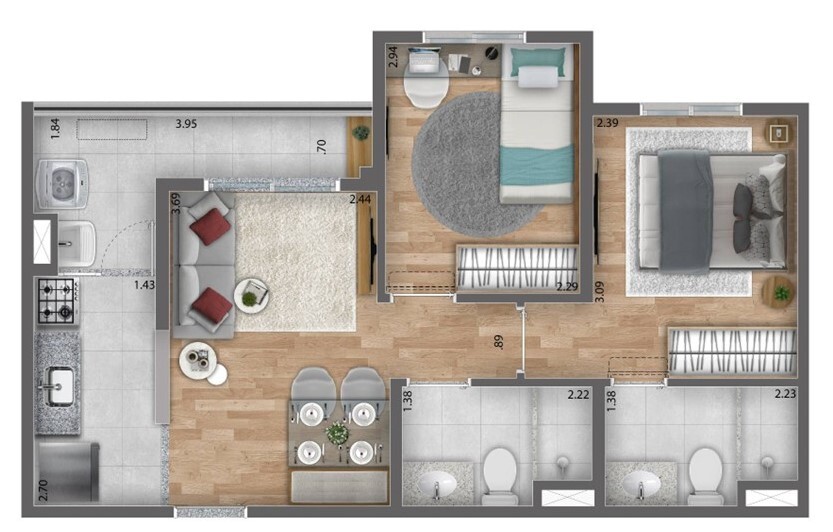 Apartamento à venda com 46m², 2 quartos com vaga - 24