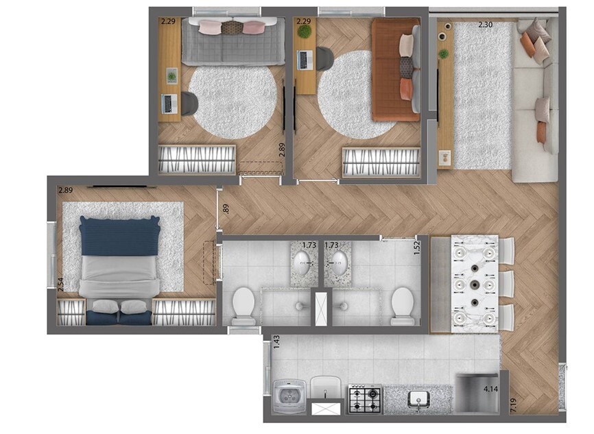 Apartamento à venda com 57m², 3 quartos com vaga - 21