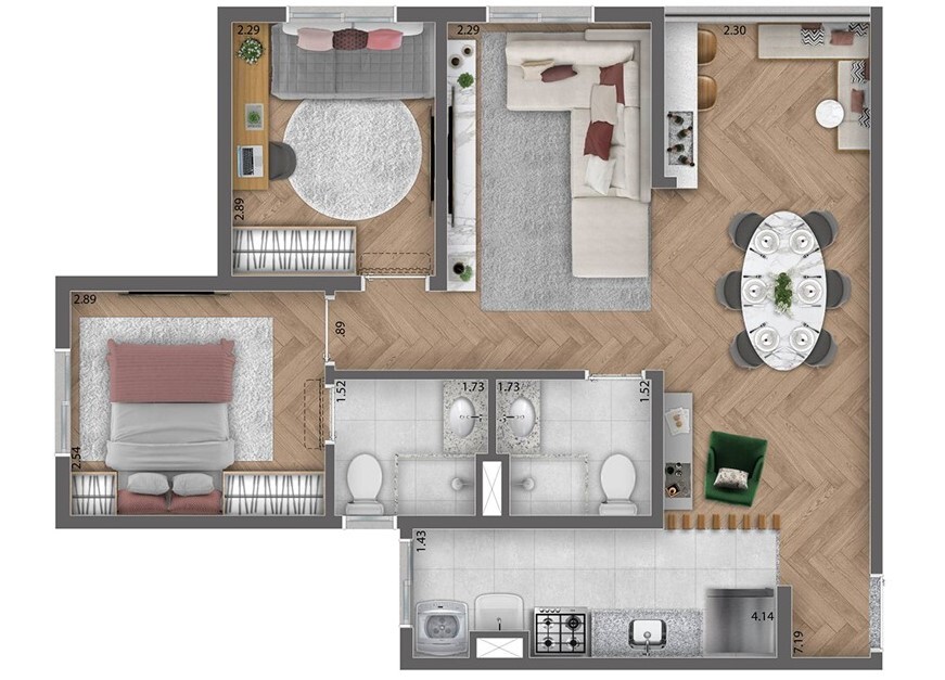 Apartamento à venda com 57m², 3 quartos com vaga - 23
