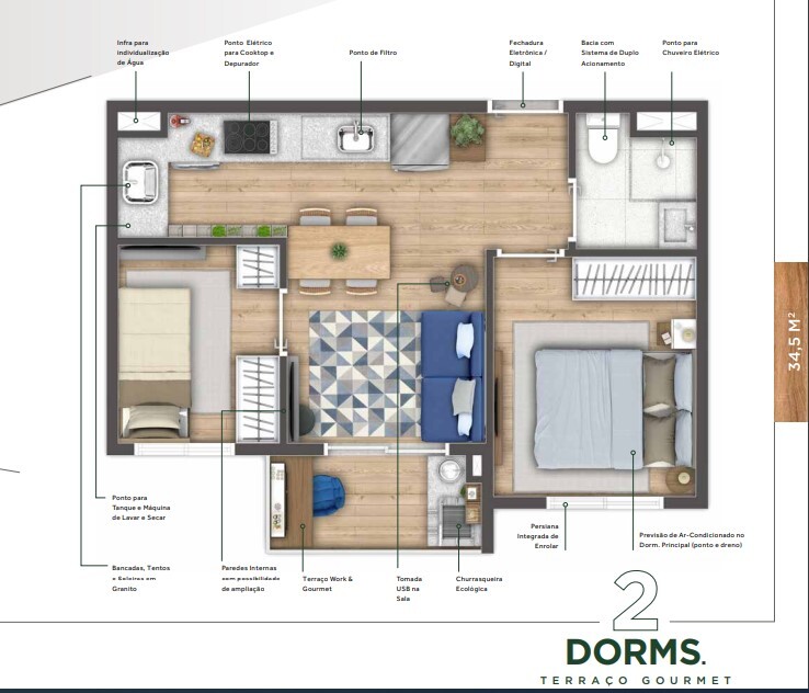 Apartamento à venda com 34m², 1 quarto sem vaga - 26