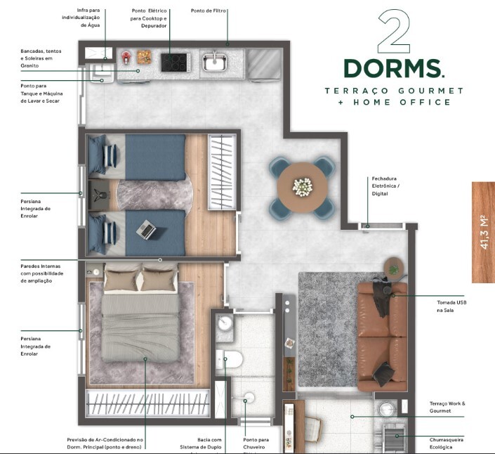 Apartamento à venda com 41m², 1 quarto sem vaga - 26