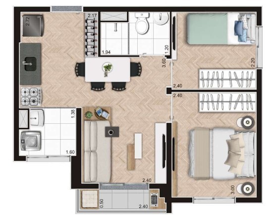 Apartamento à venda com 37m², 2 quartos com vaga - 22