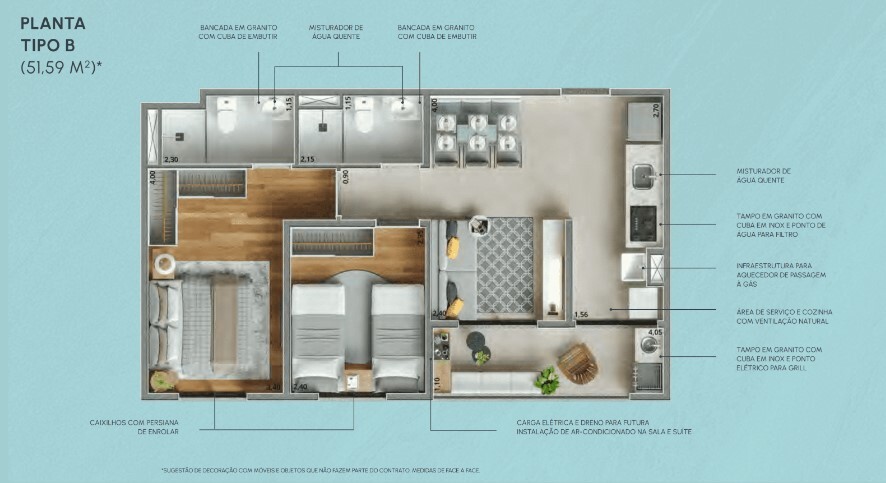 Apartamento à venda com 52m², 2 quartos com vaga - 22