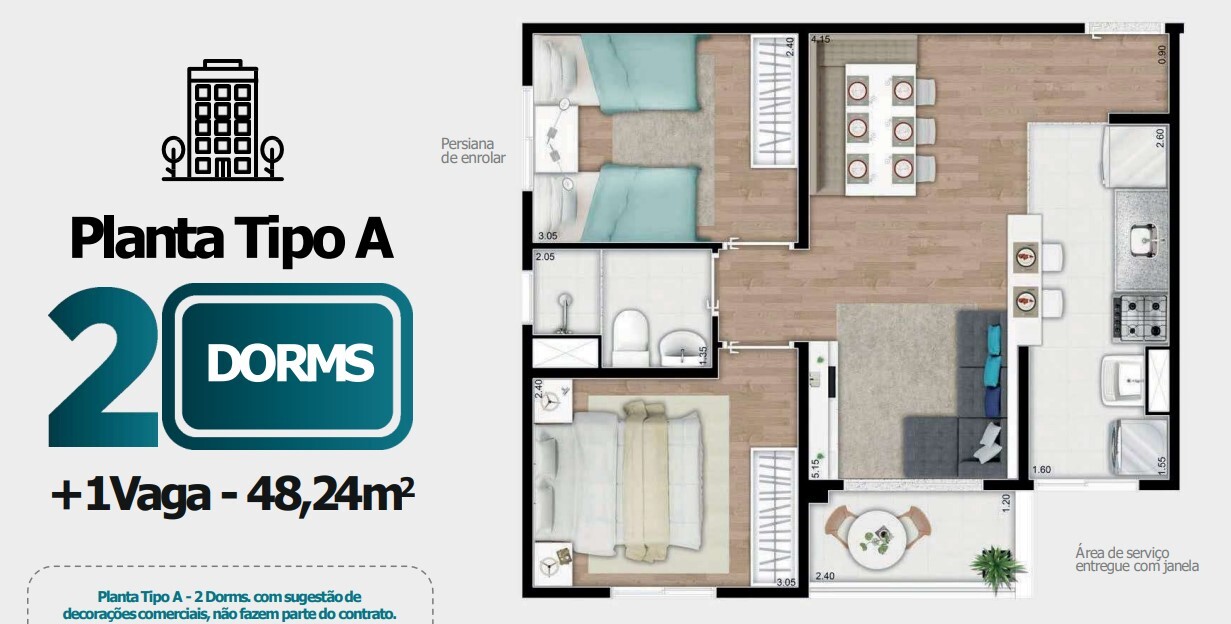 Apartamento à venda com 48m², 2 quartos com vaga - 15