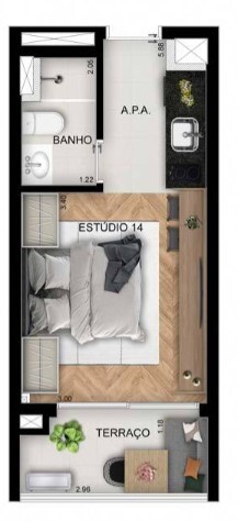 Studio à venda com 24m², 0 quartos sem vaga - 16