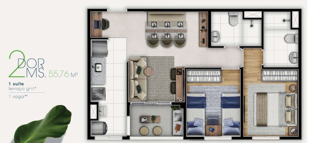 Apartamento à venda com 55m², 2 quartos com vaga - 33