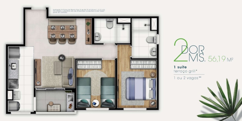 Apartamento à venda com 56m², 2 quartos com vaga - 33