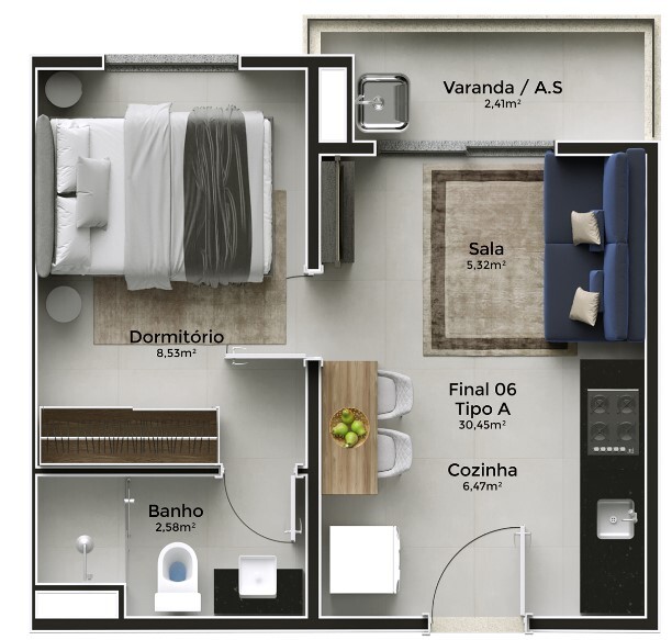 Apartamento à venda com 30m², 1 quarto sem vaga - 31
