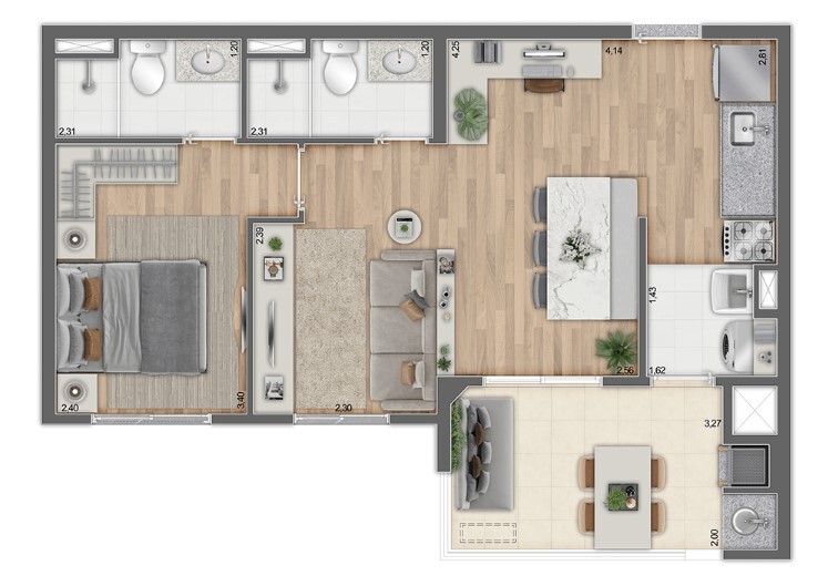 Apartamento à venda com 54m², 2 quartos com vaga - 17