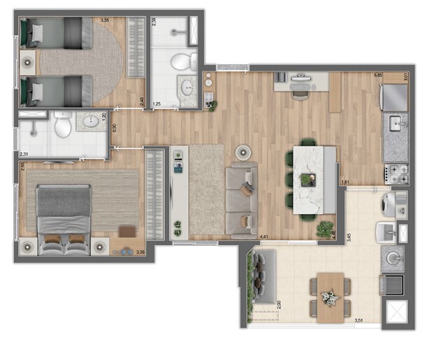 Apartamento à venda com 69m², 3 quartos com vaga - 17
