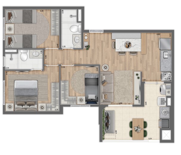 Apartamento à venda com 69m², 3 quartos com vaga - 18