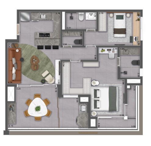 Apartamento à venda com 93m², 3 quartos com vaga - 23