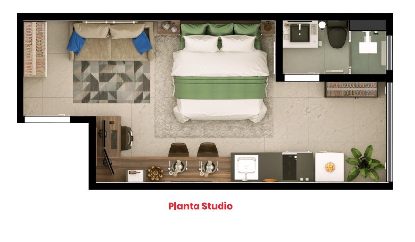 Studio à venda com 24m², 0 quartos sem vaga - 17