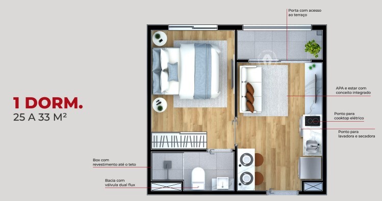 Apartamento à venda com 25m², 1 quarto sem vaga - 32